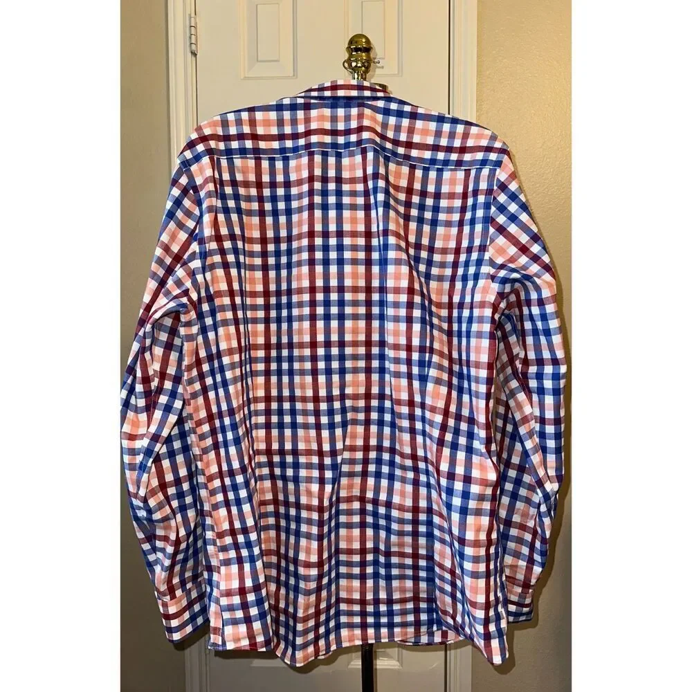Banana Republic Men’s XL Button Down Shirt – Red Blue Plaid – 100% Cotton